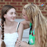 Parent and child talking calmly 